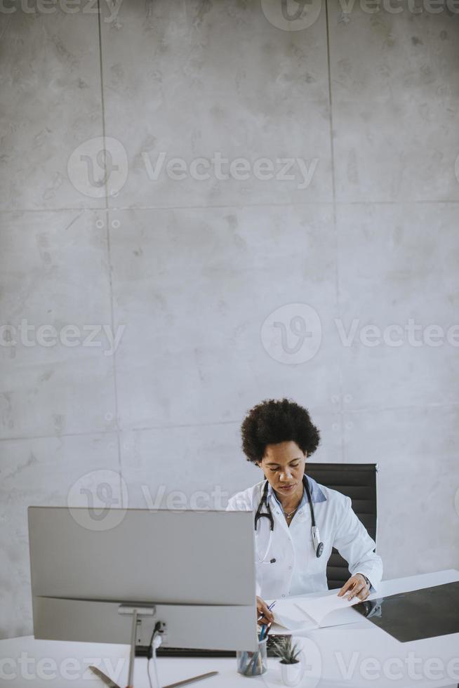 Doctor working with copy space photo