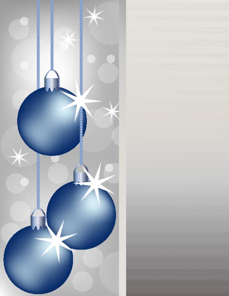 adornos de navidad azul sobre un fondo plateado vector