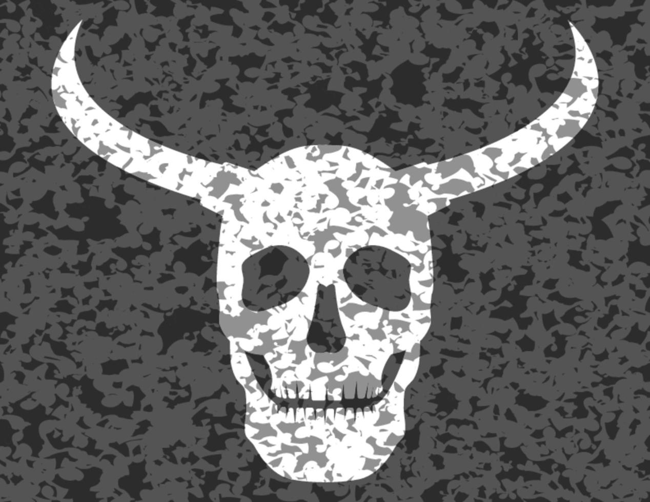 Grunge Horned Human Skull vector