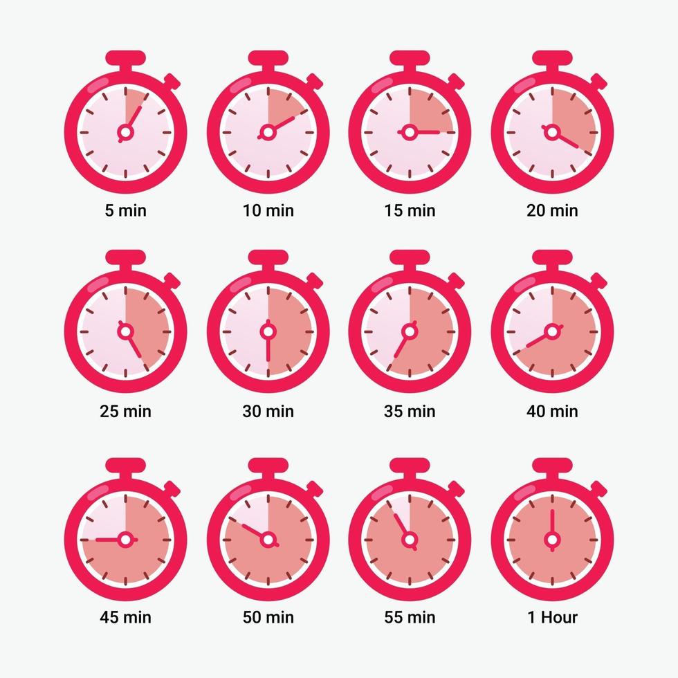 Countdown timer with five minutes interval vector illustration