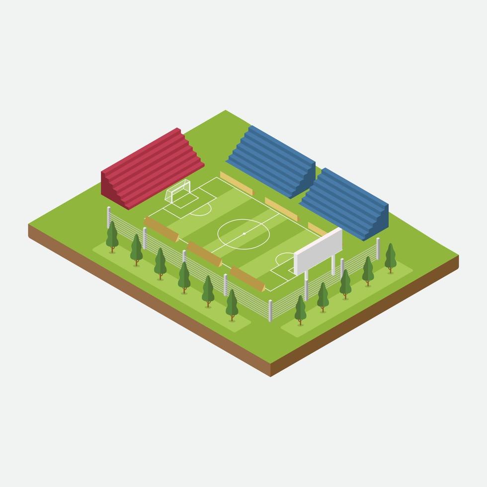 Isometric soccer field stadium building for football sport isolated vector