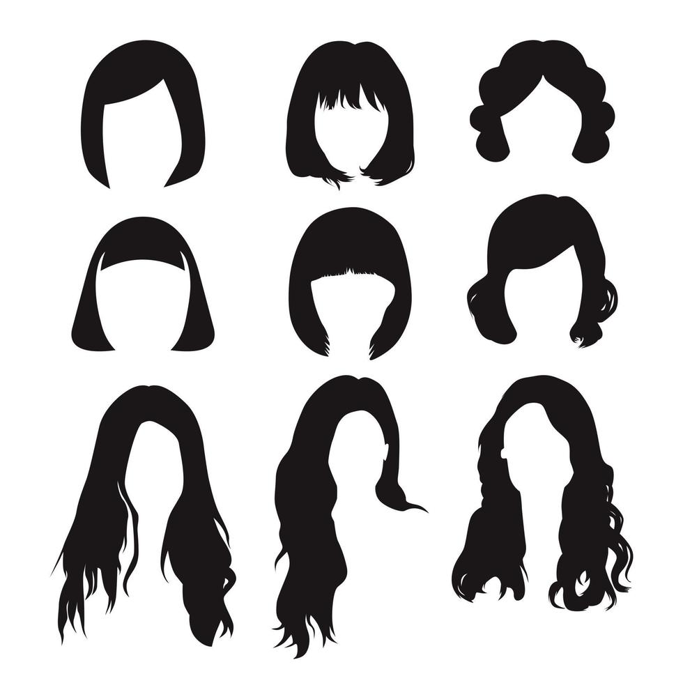 Female hairstyle of different shapes isolated on white background vector