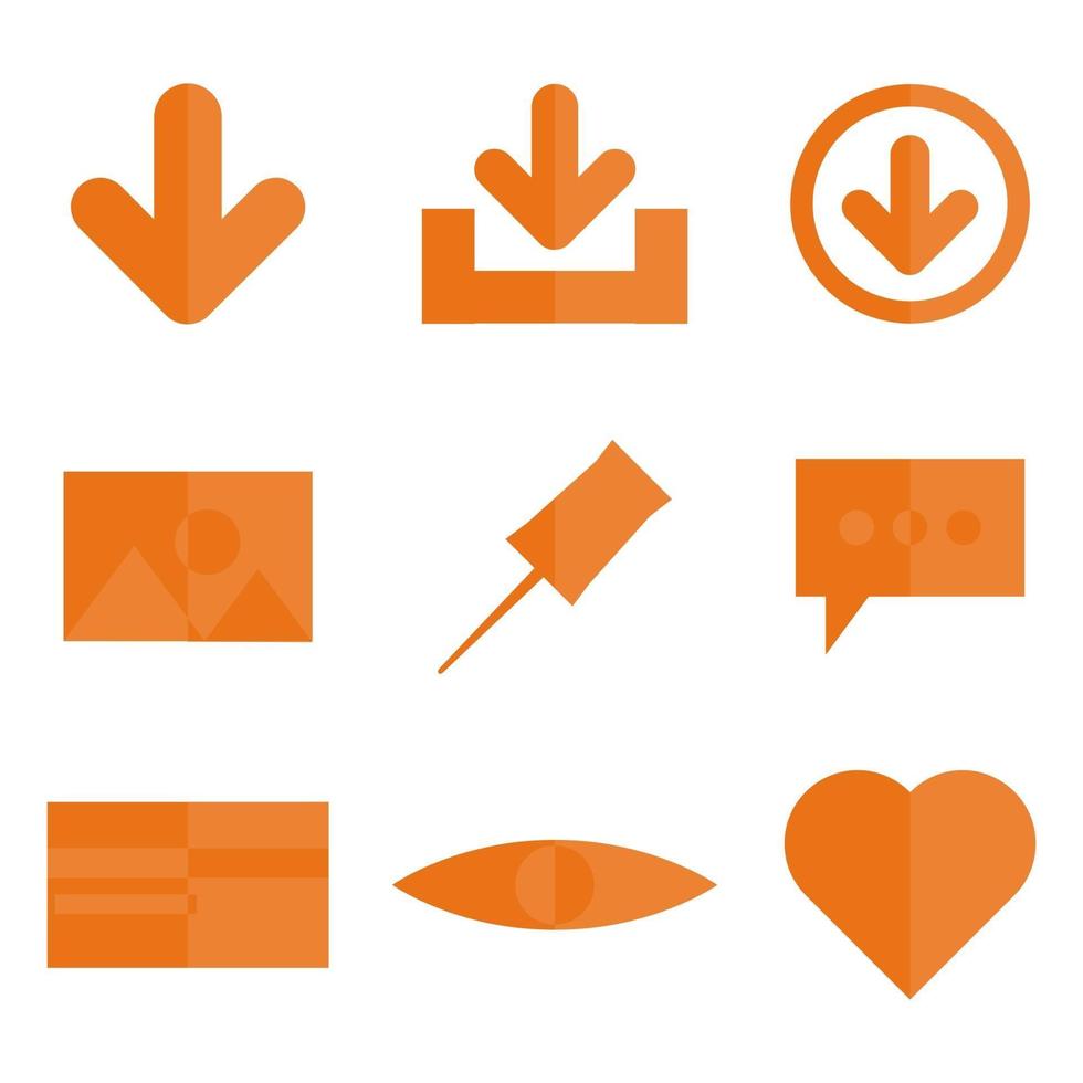 Abstract Orange Basic Icon Vector Design Set