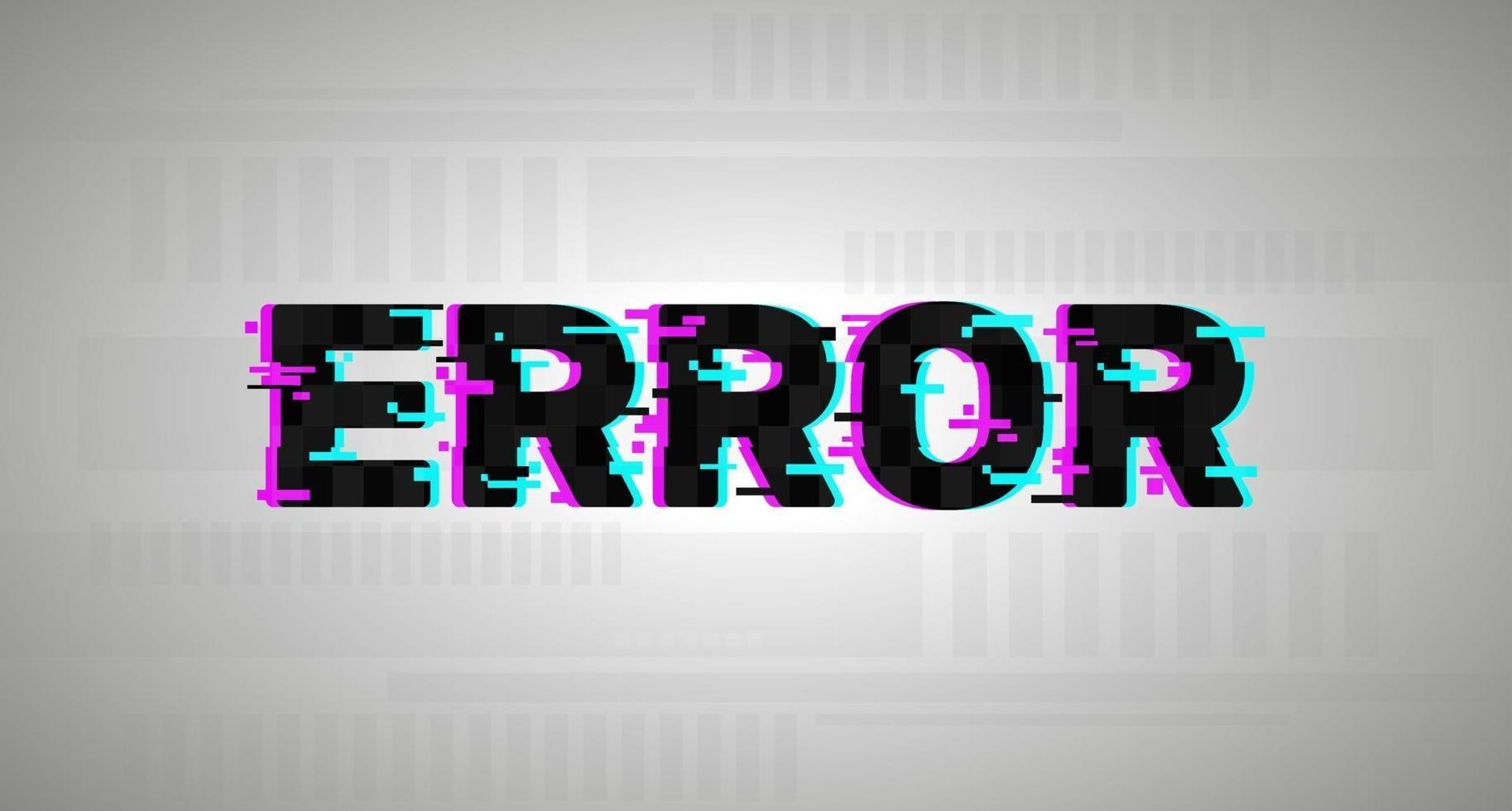 Error banner with black color and glitch effect vector