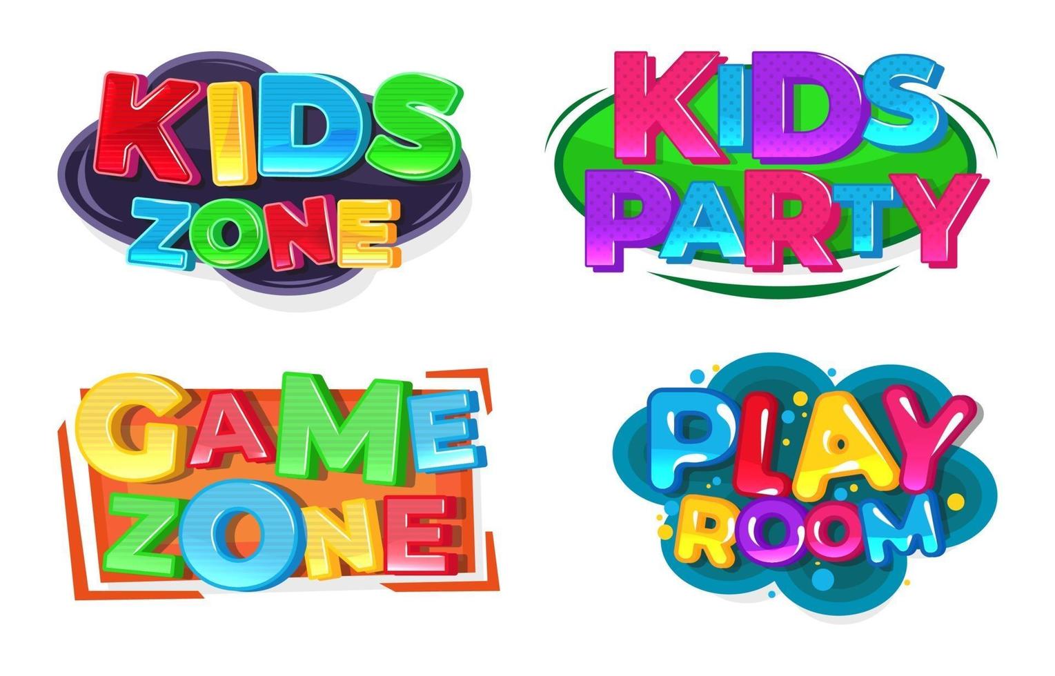 Kids zone party logo set vector