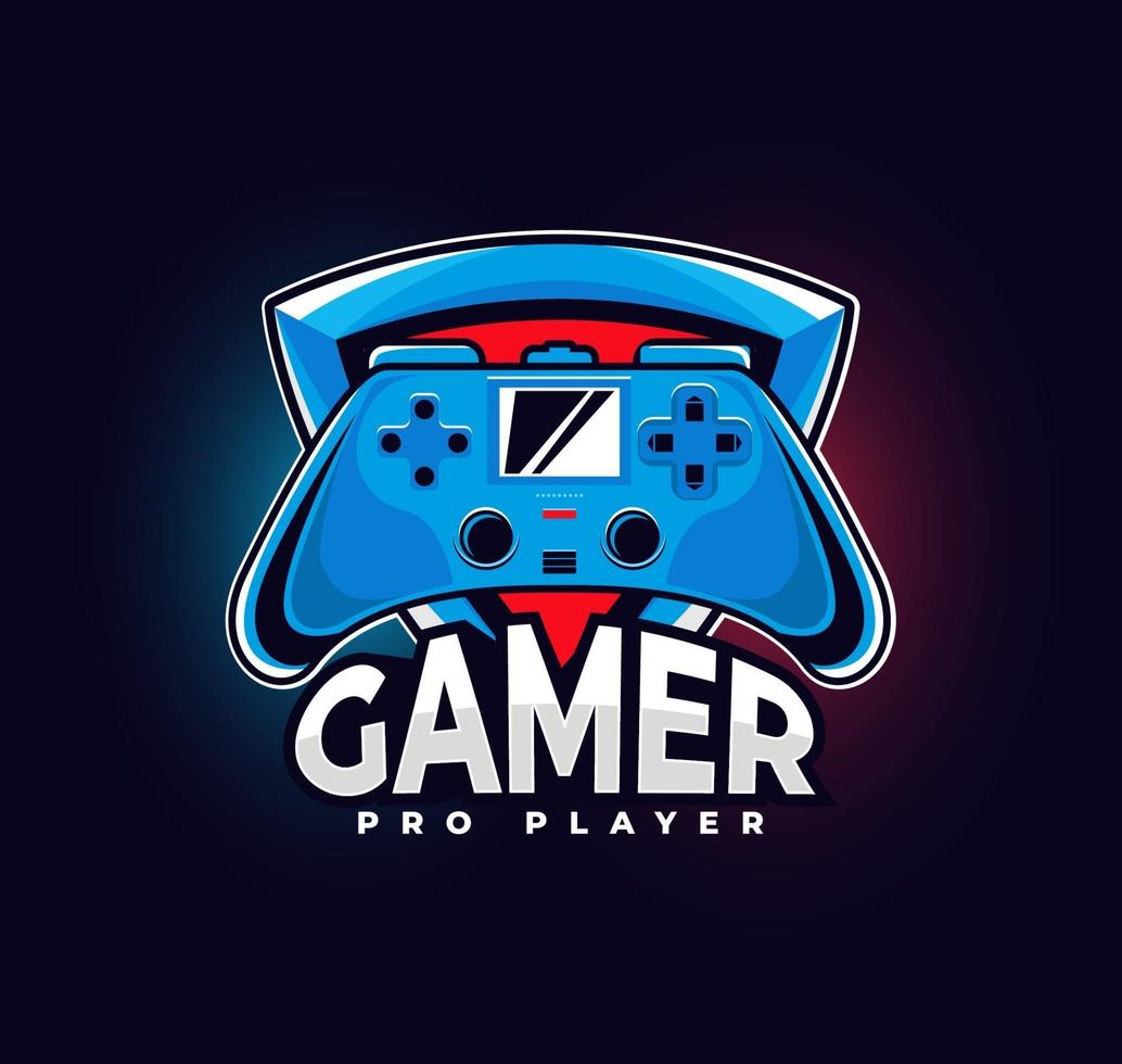 logo de jugador con gamepad vector