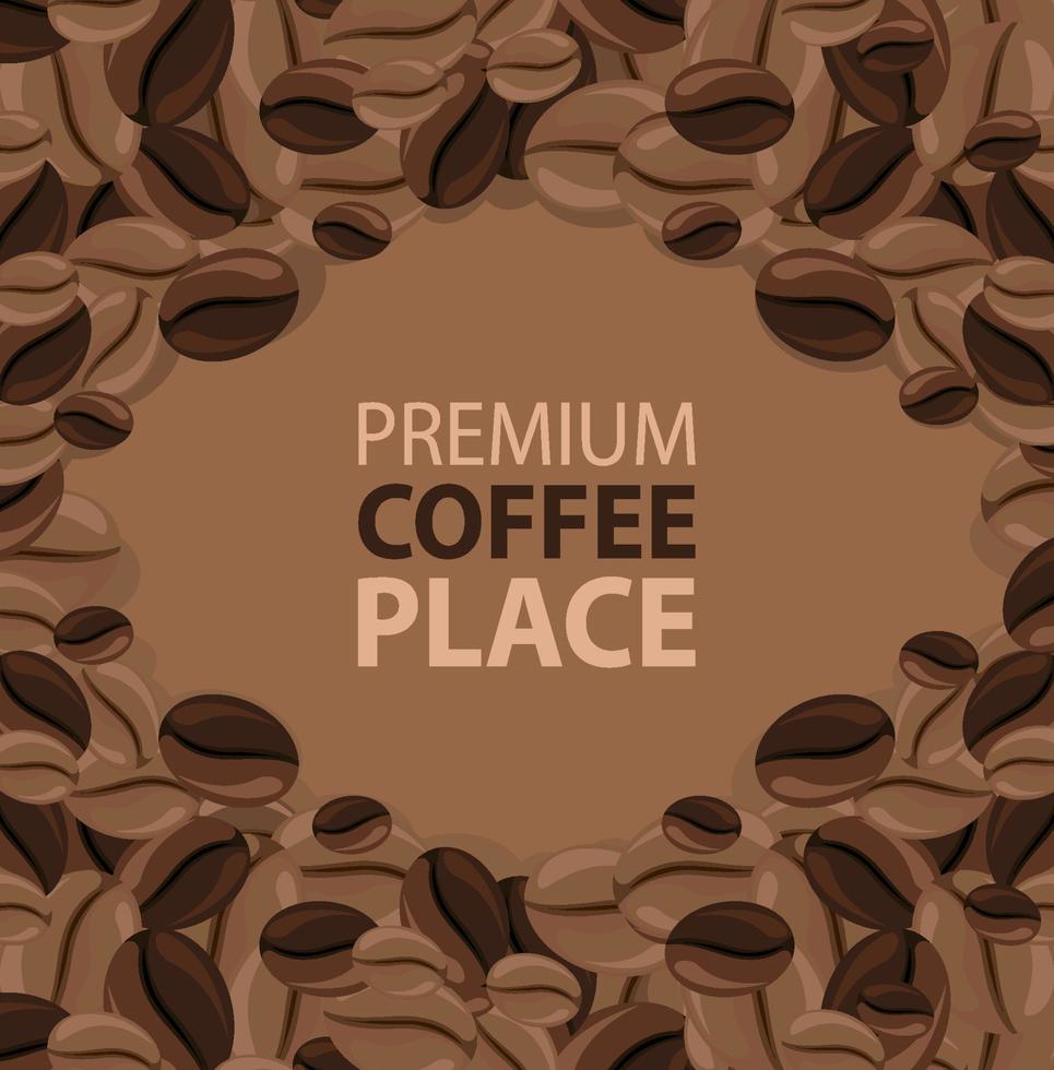 Café premium con granos de café en estilo hipster de tipografía. vector