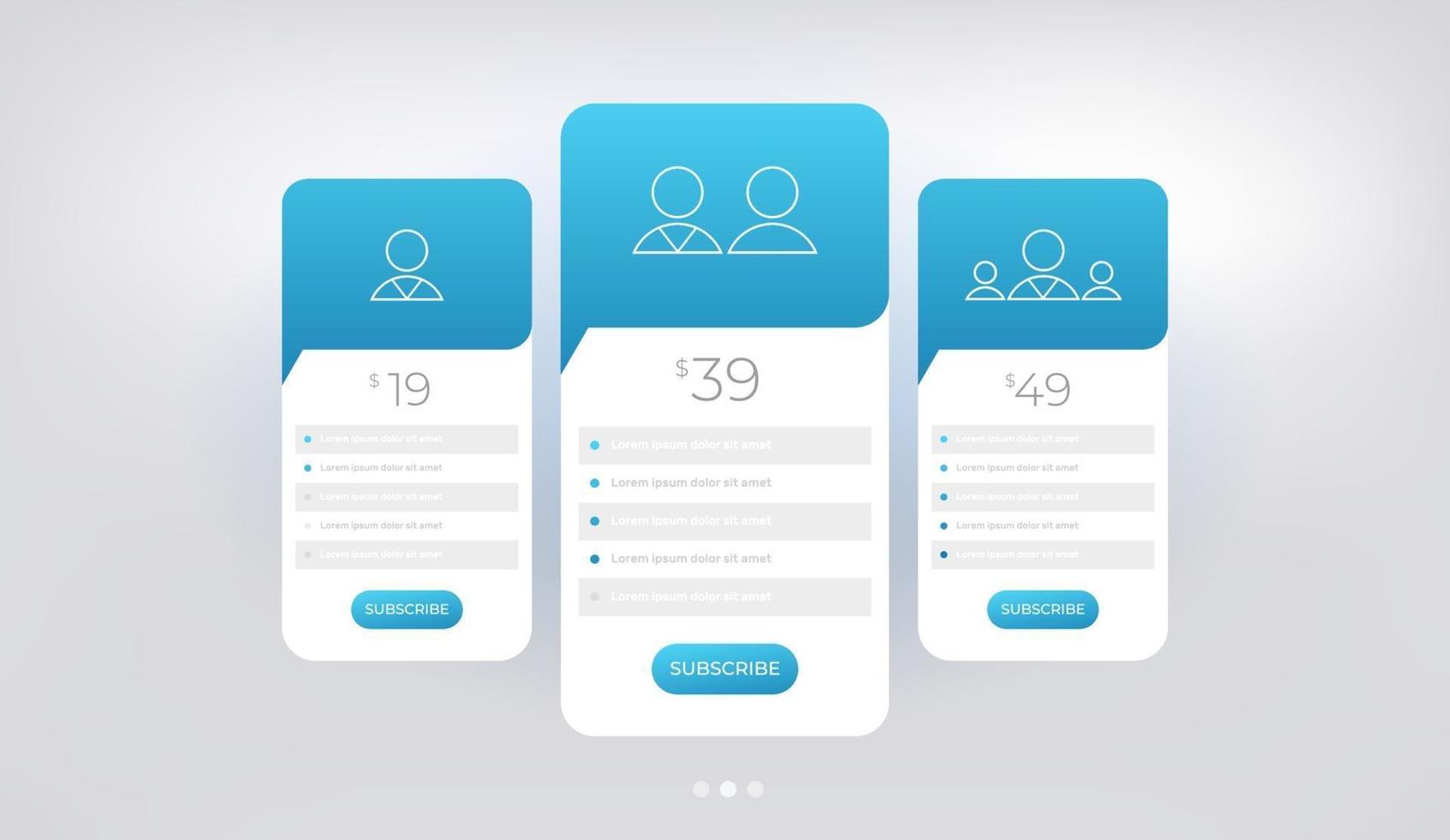 Table price comparison set vector