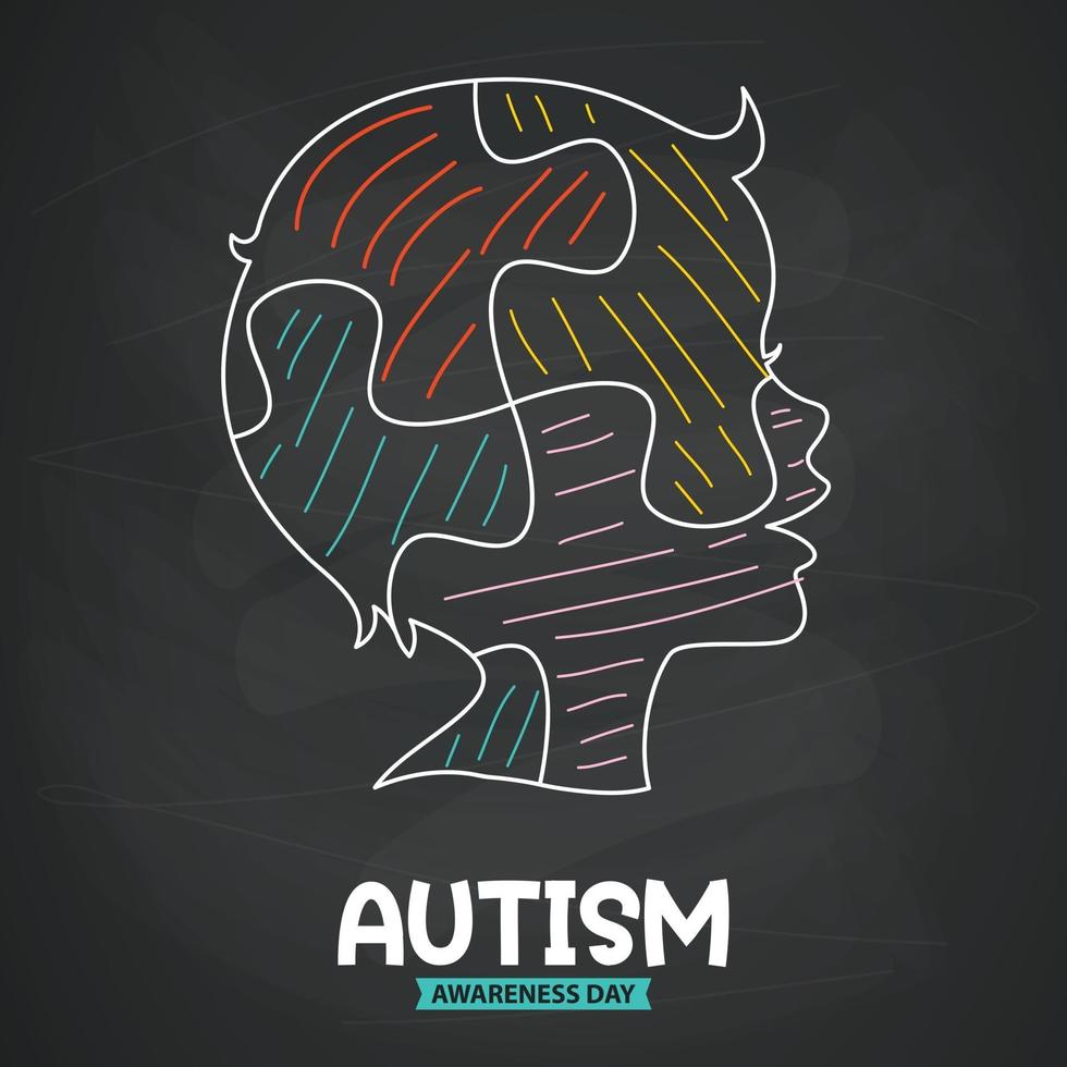 dibujo conceptual de la conciencia del autismo vector