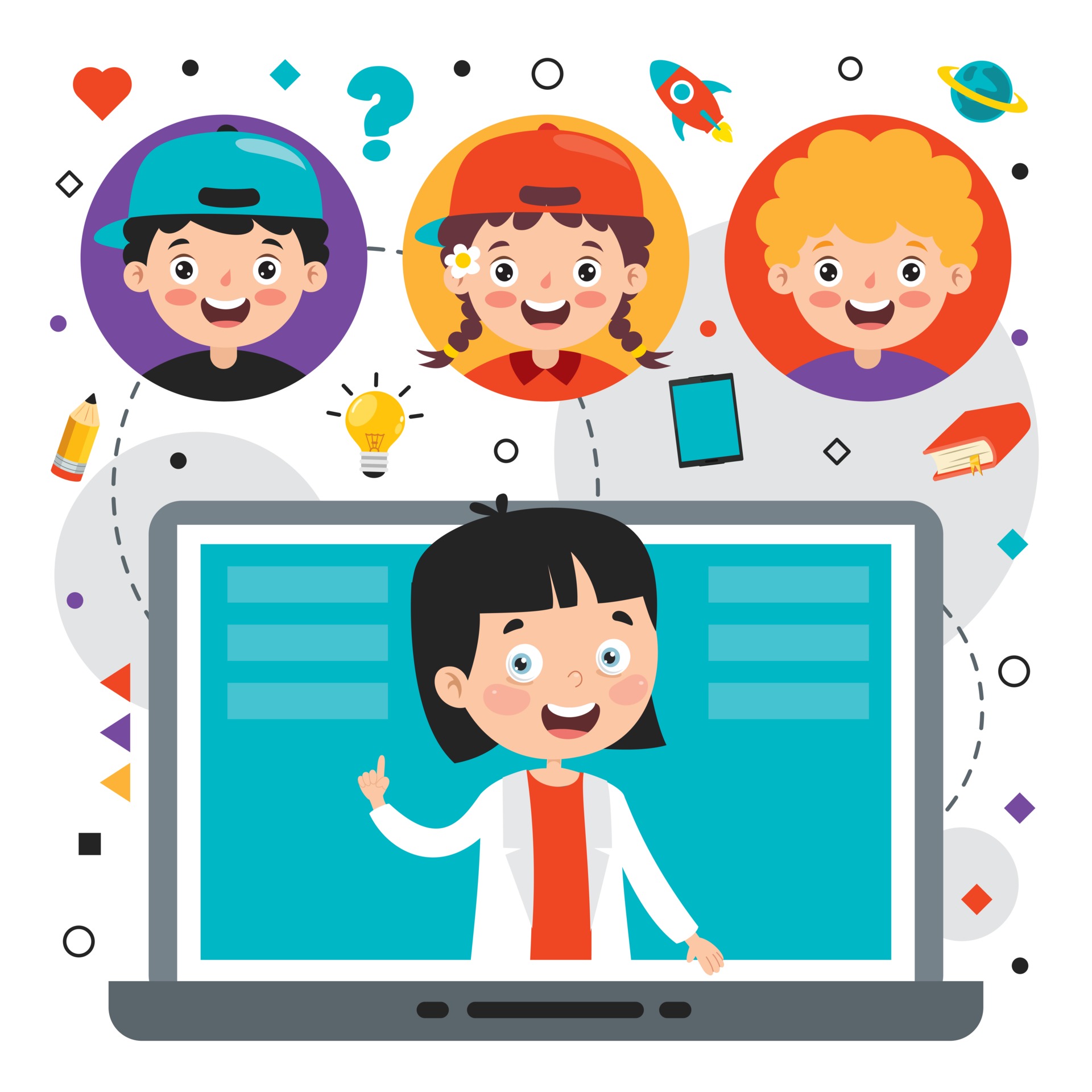 Online Learning Concept With Cartoon Character 2391029 Vector Art at