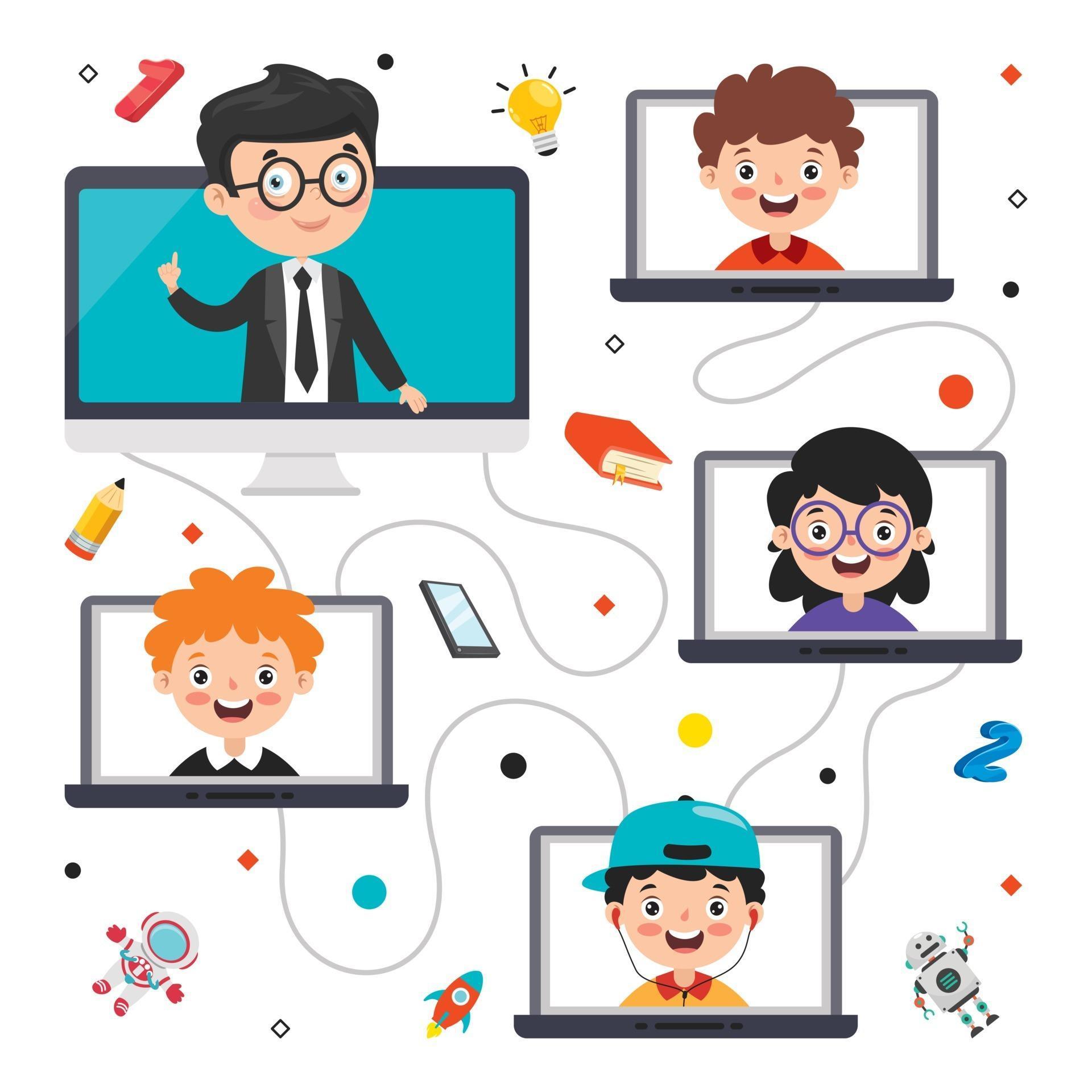 Online Learning Concept With Cartoon Character 2391038 Vector Art at