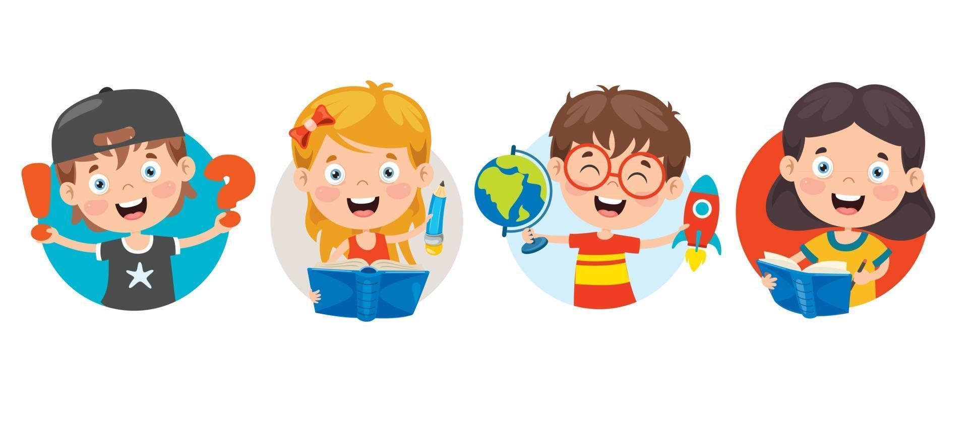 Happy Cute Cartoon School Children vector