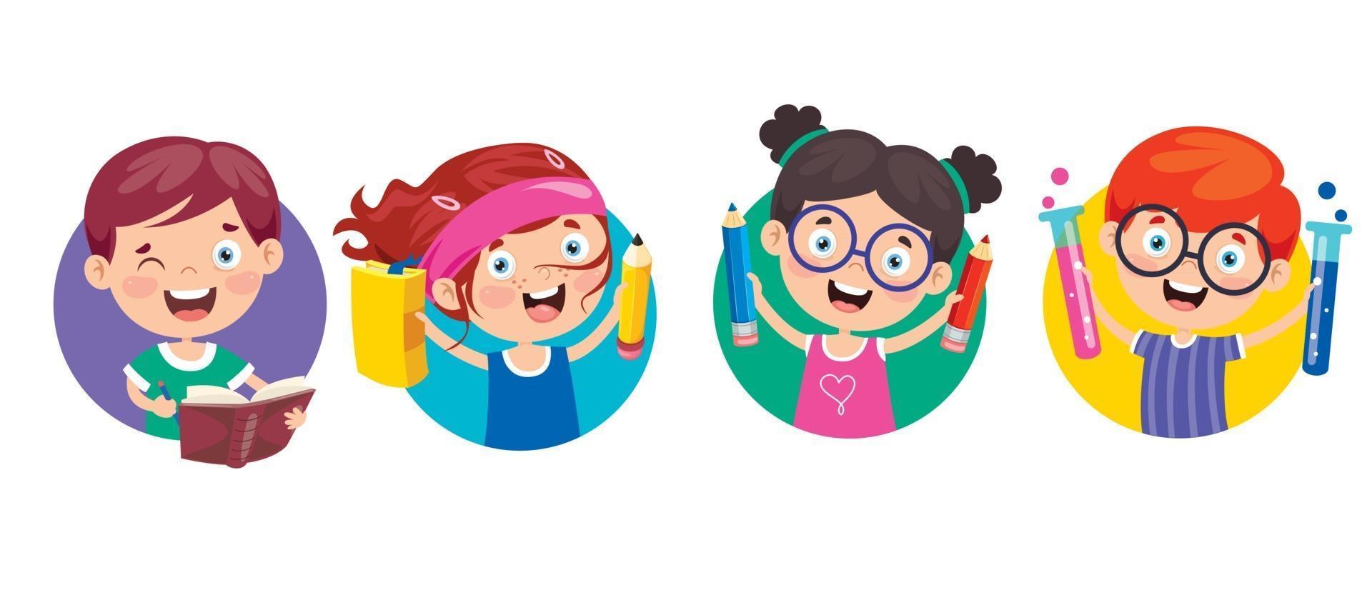 Happy Cute Cartoon School Children vector