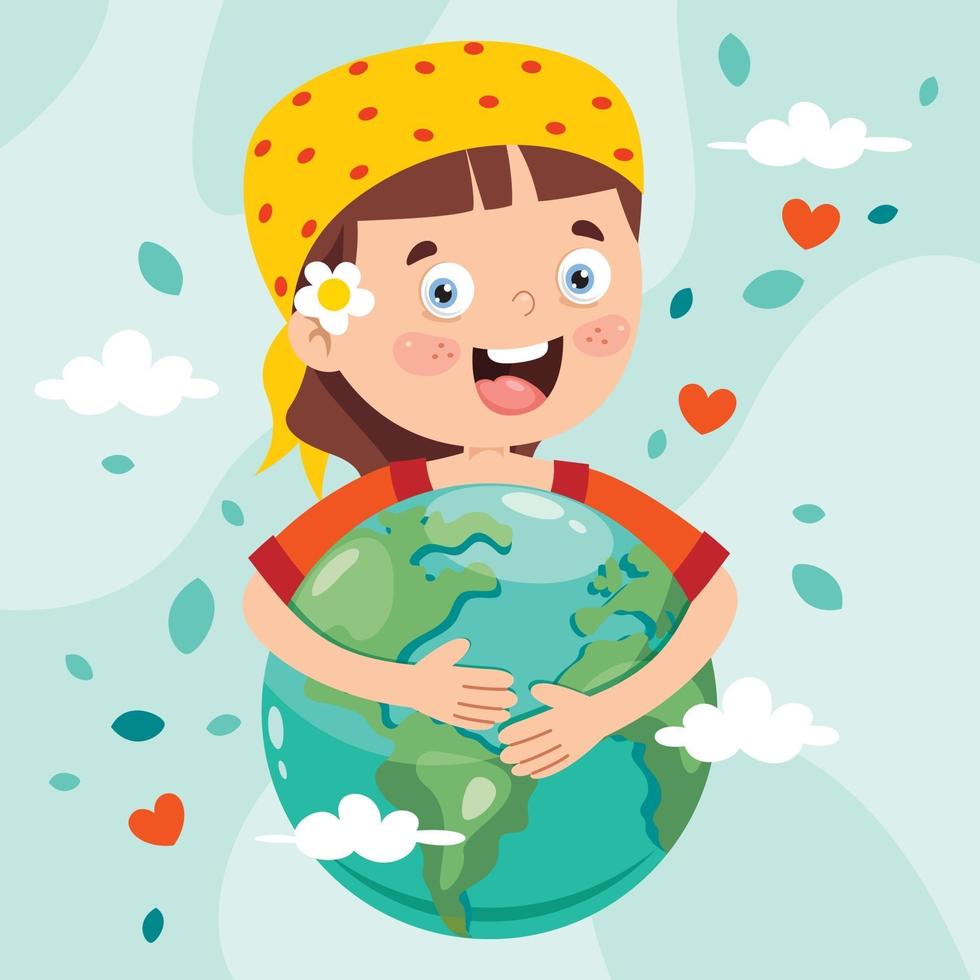 Earth Day With Cartoon Character vector