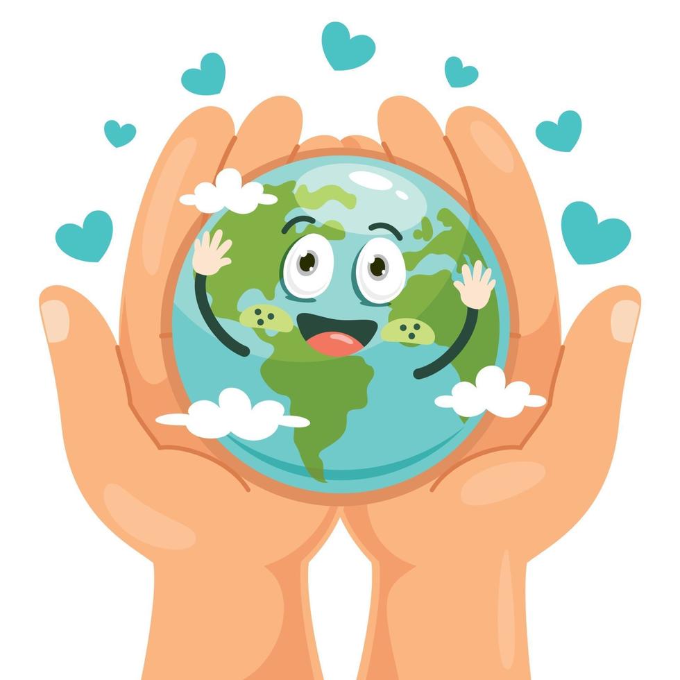 Earth Day With Cartoon Character vector