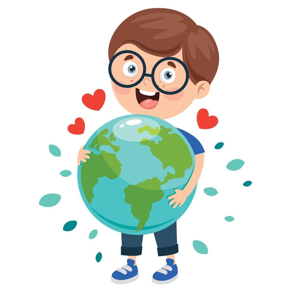 Earth Day With Cartoon Character vector