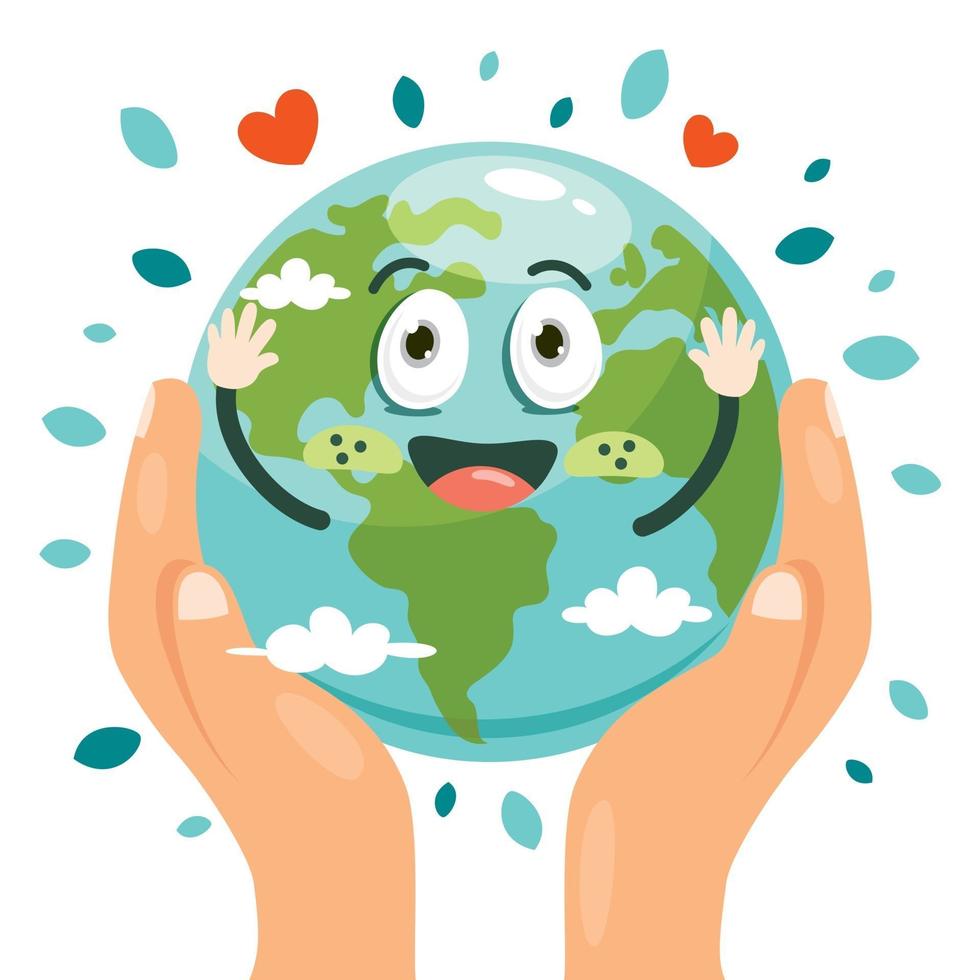 Earth Day With Cartoon Character vector