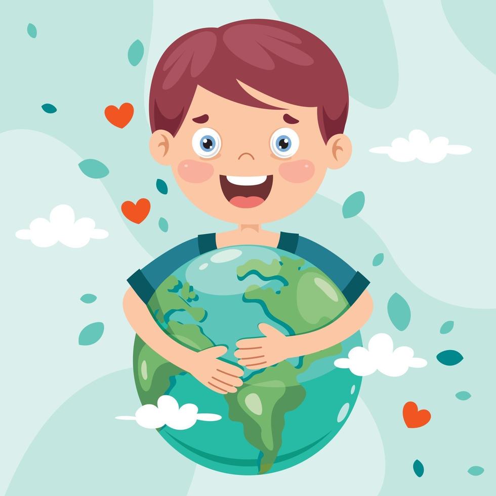 Earth Day With Cartoon Character vector