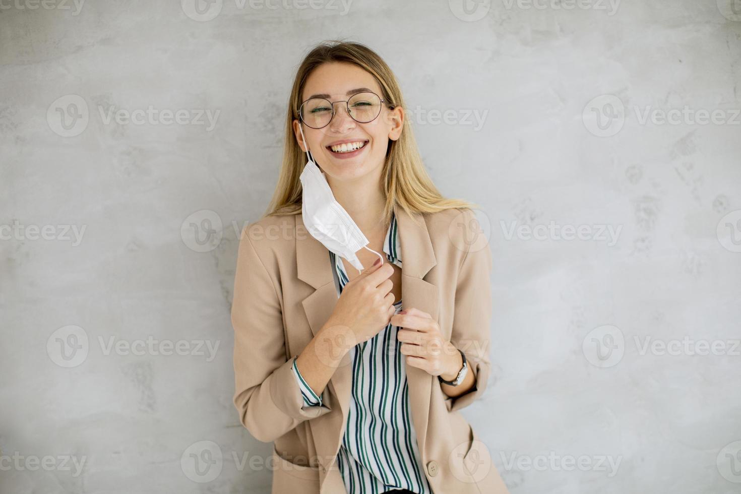 Close-up of a woman with a mask photo