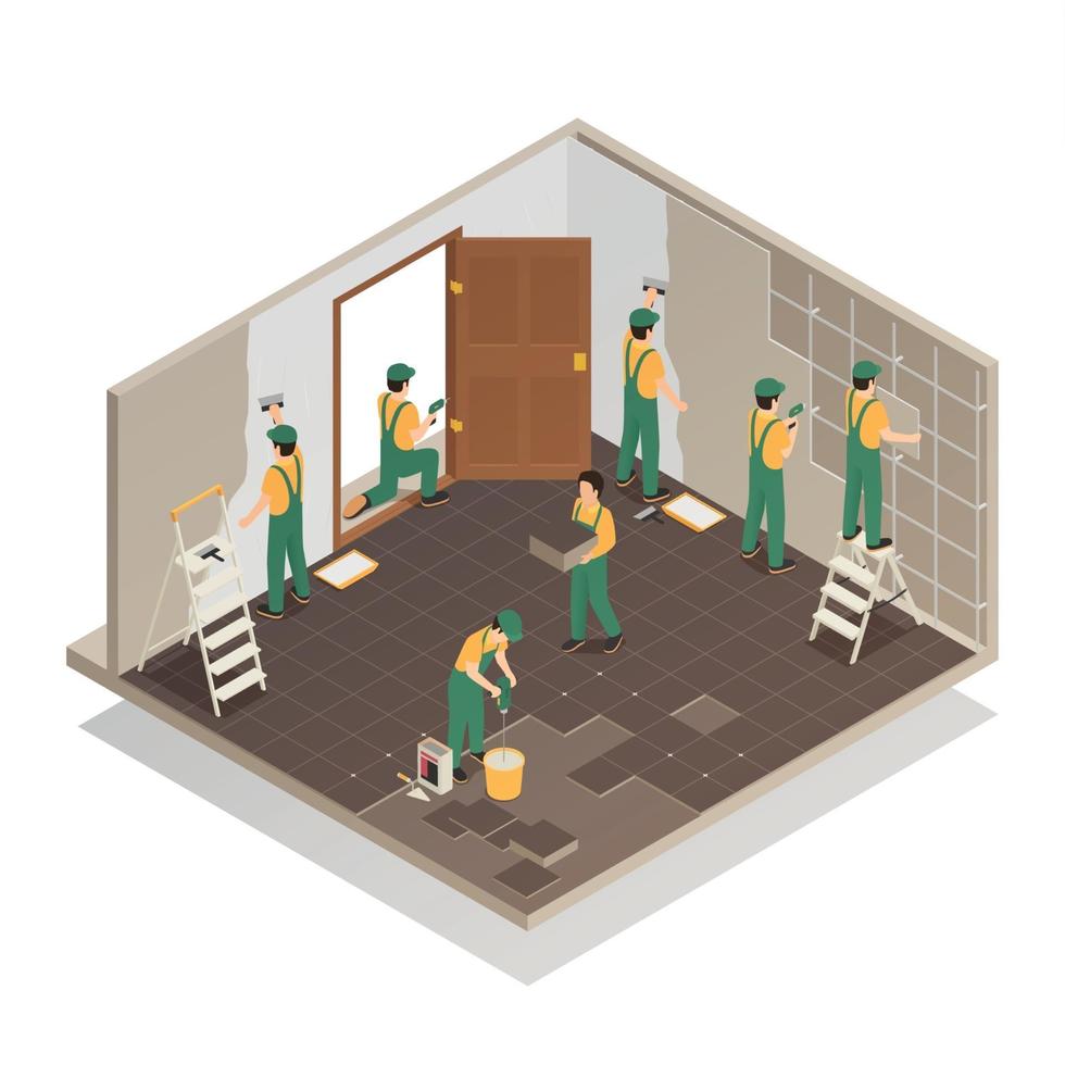 Home Renovation Isometric Composition Vector Illustration