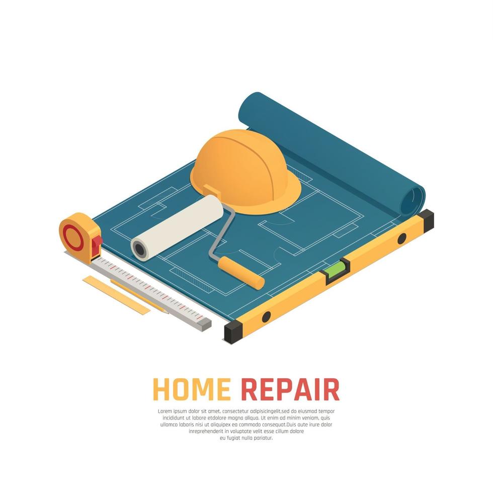 Home Renovation Isometric Composition Vector Illustration