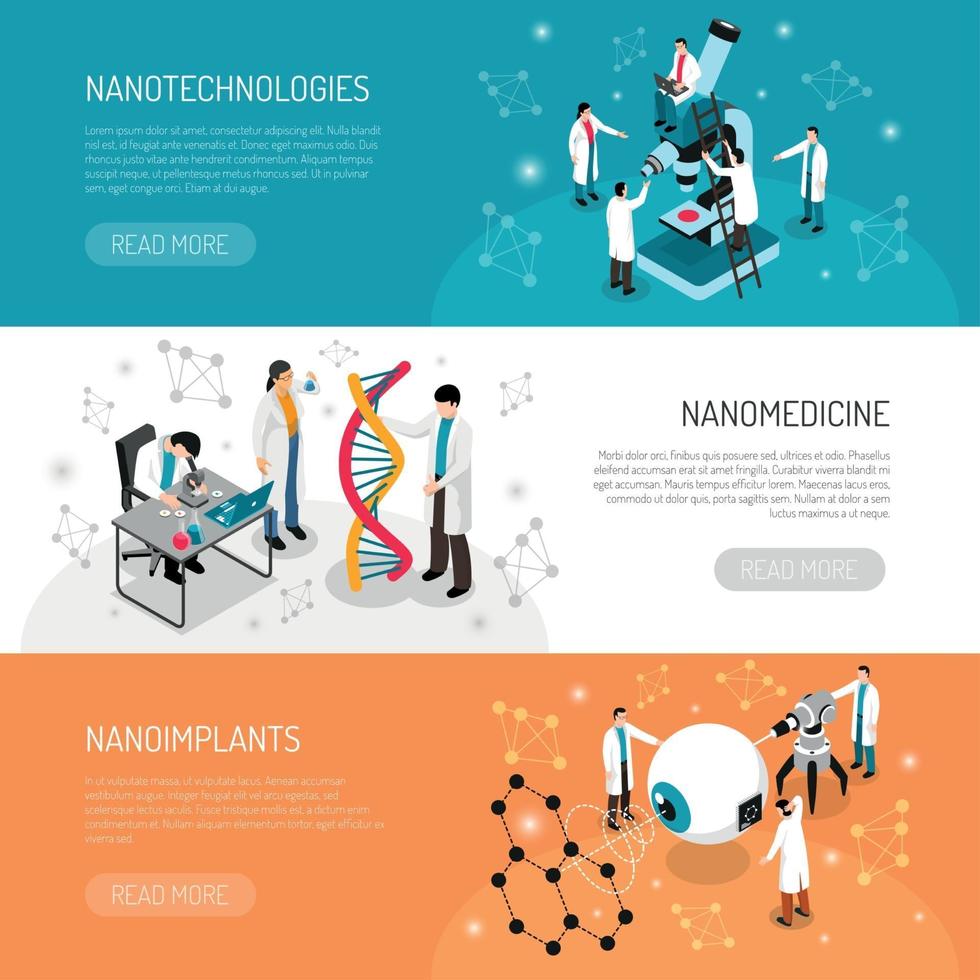 Nano Technologies Horizontal Banners Vector Illustration