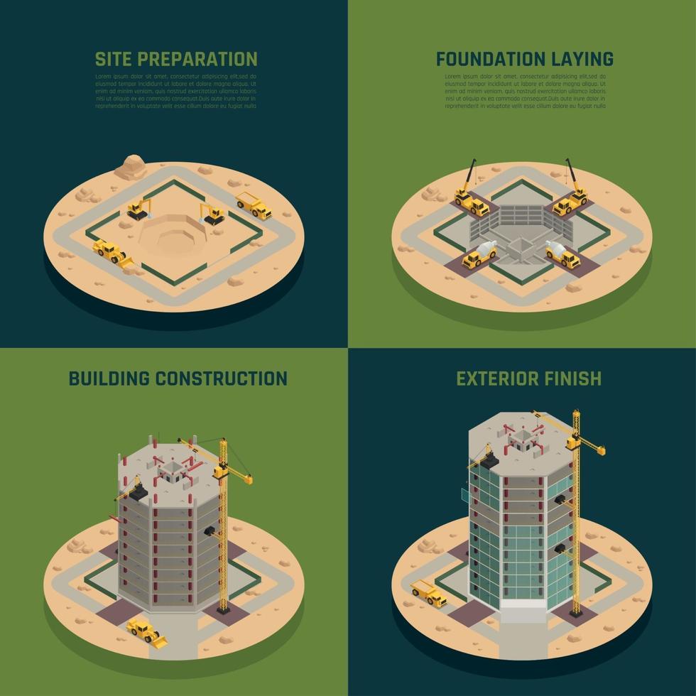 Skyscraper Construction Isometric Vector Illustration