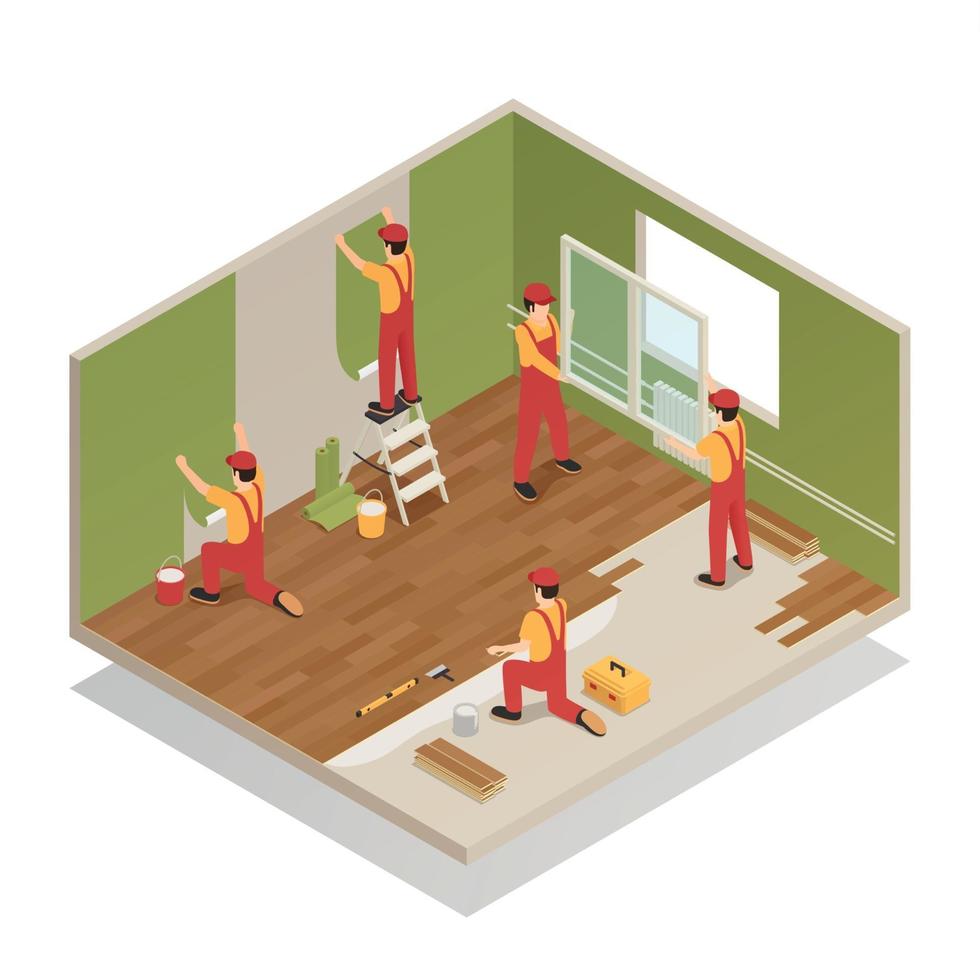 Home Renovation Isometric Composition Vector Illustration