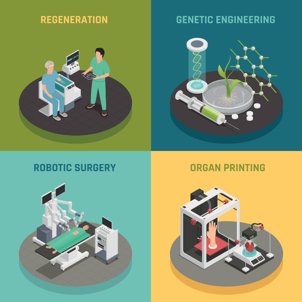 Ilustración de vector de concepto de tecnología futura de medicina