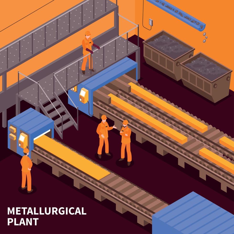 Ilustración de vector isométrico de la industria del acero