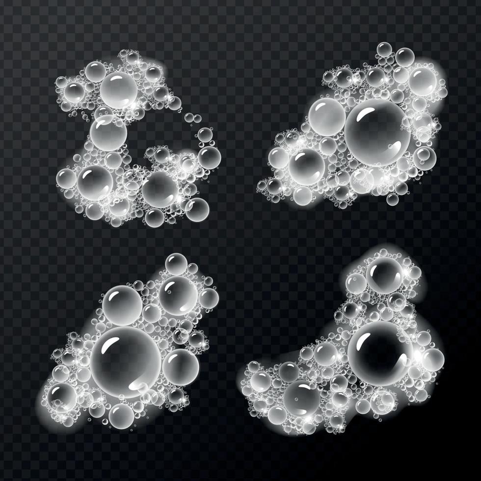 Soap Foam Bubbles Set Vector Illustration