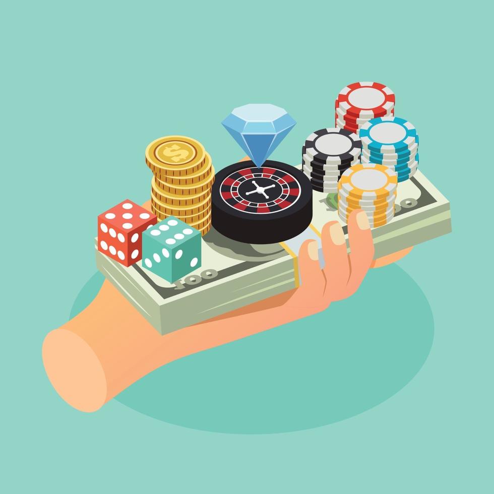 Casino Isometric Background Vector Illustration