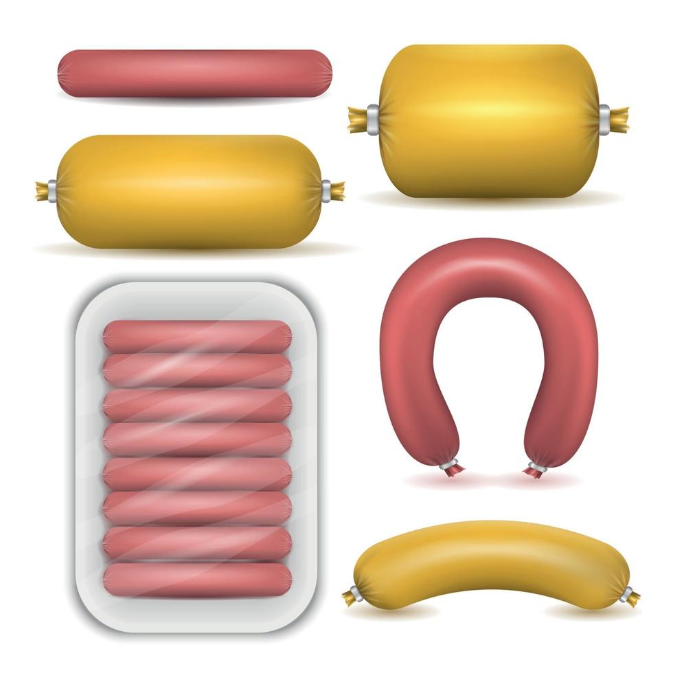 Sausage Products Isolated Set Vector Illustration