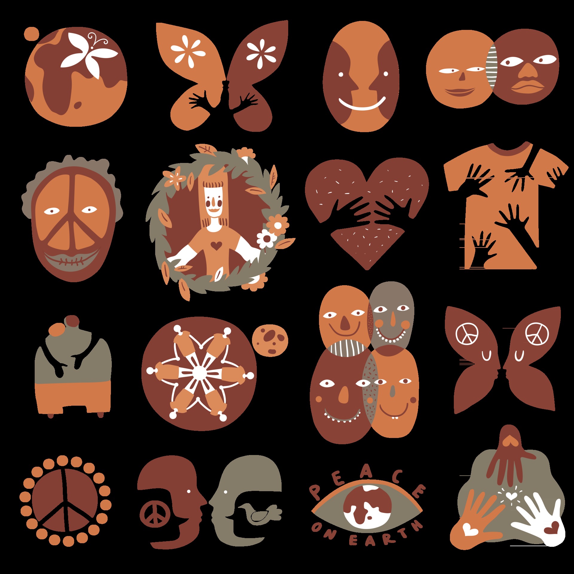 International Friendship Symbols Set Vector Illustration 2391448 Vector