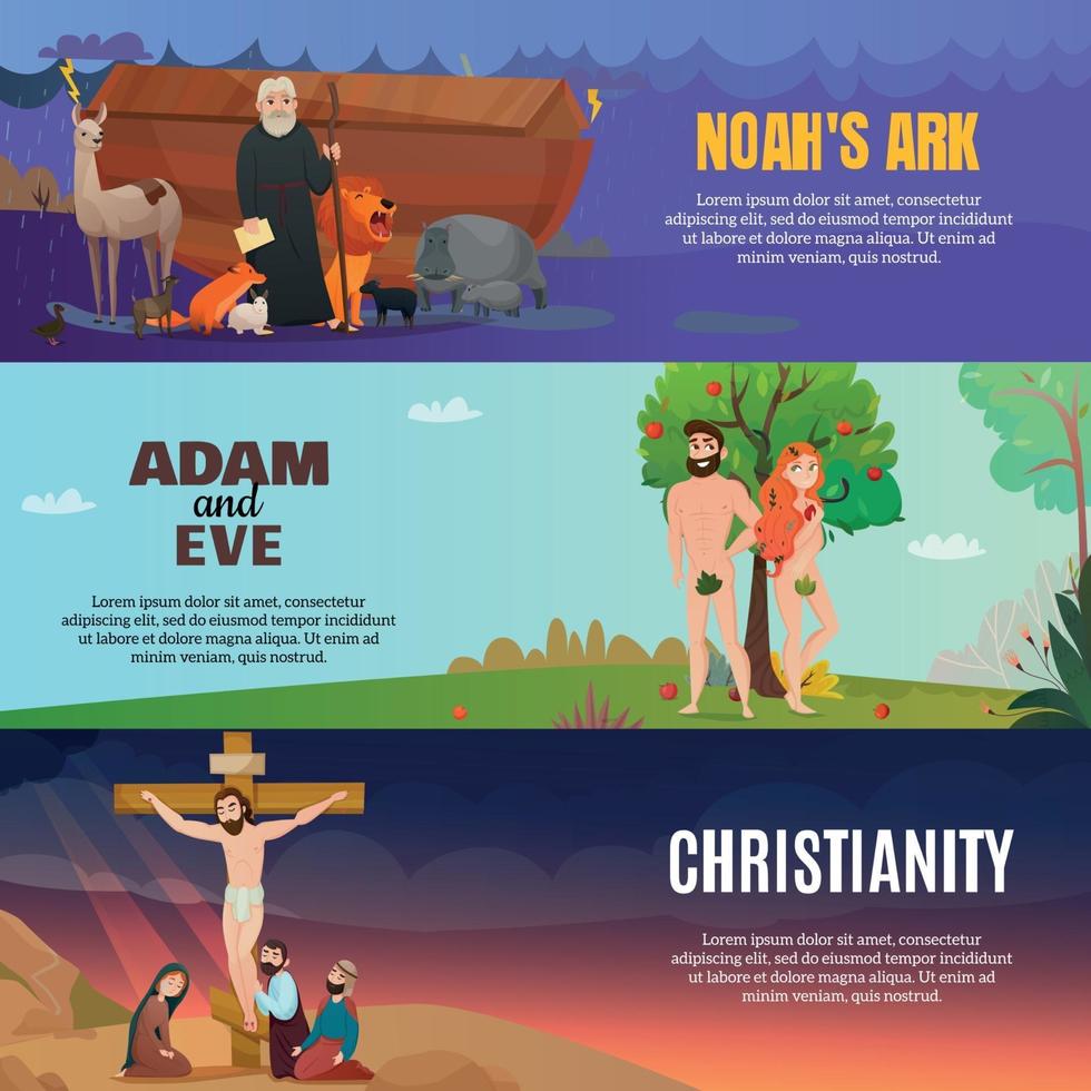 Bible Story Banners Set Vector Illustration