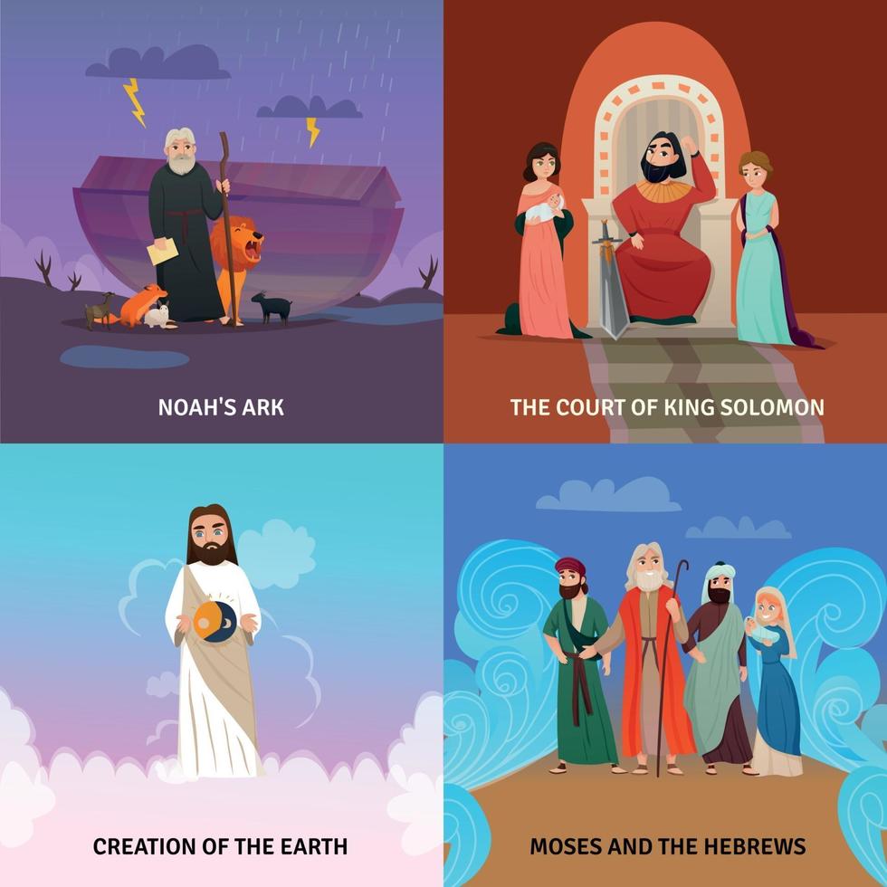 Bible Story Concept Icons Set Vector Illustration