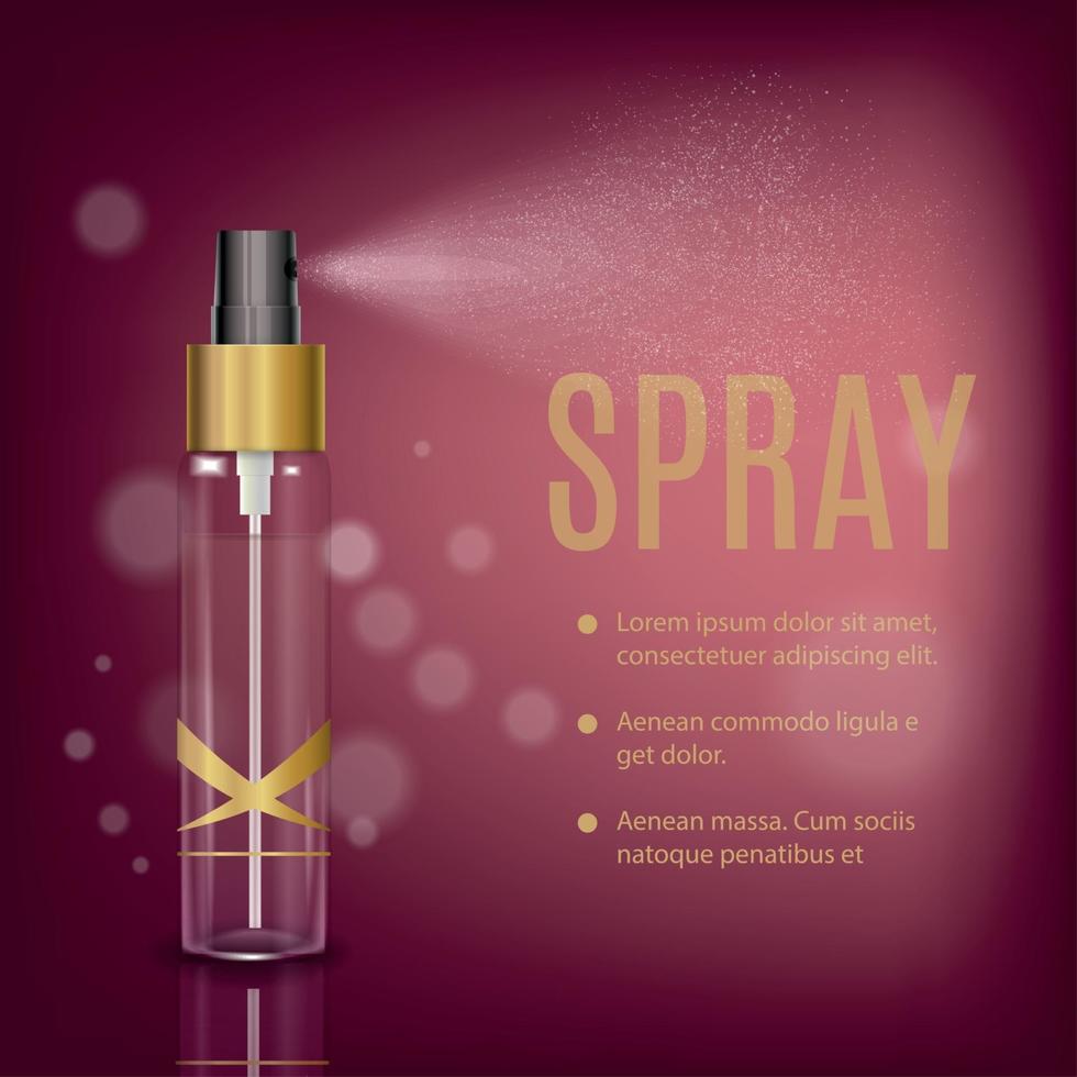 Ilustración de vector de composición de spray de niebla de perfume