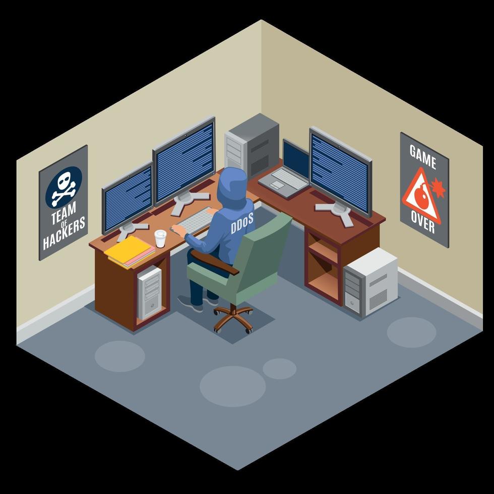 Internet Threats Isometric Composition Vector Illustration