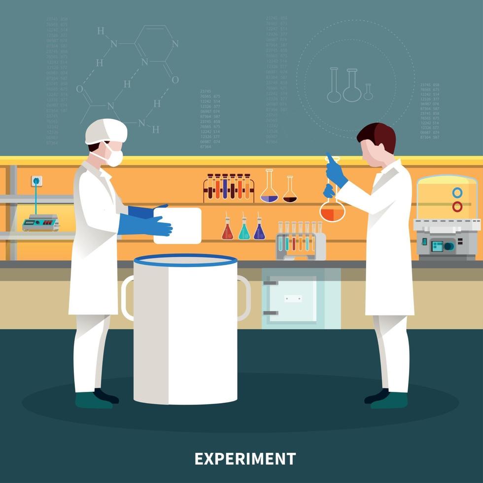 Two Scientists People Composition Vector Illustration
