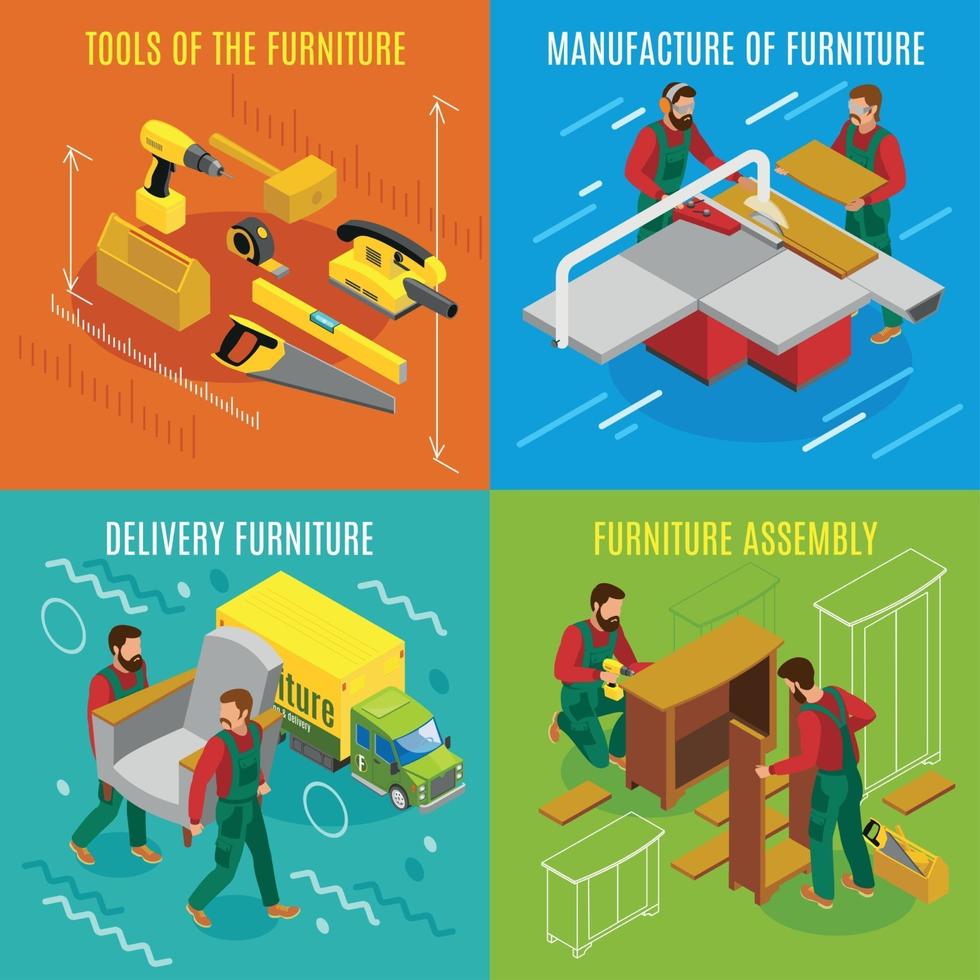 Furniture Makers Isometric Design Concept Vector Illustration