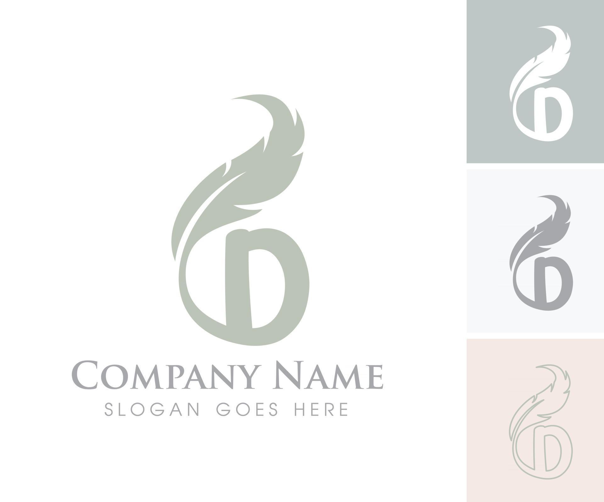 Download Feather Monogram Initial Letter D 2391577 Vector Art at Vecteezy