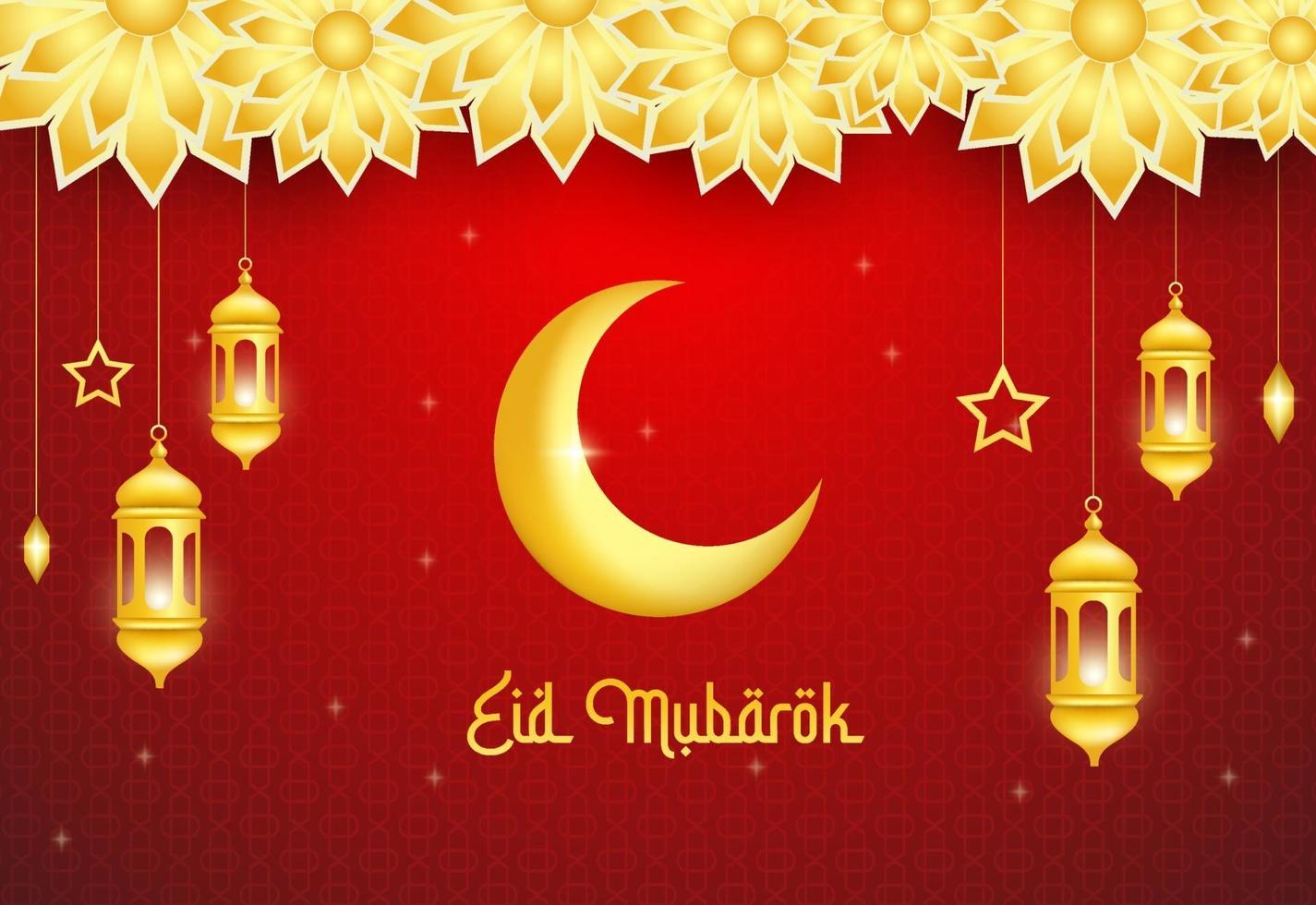 Eid Mubarak background with islamic elements vector