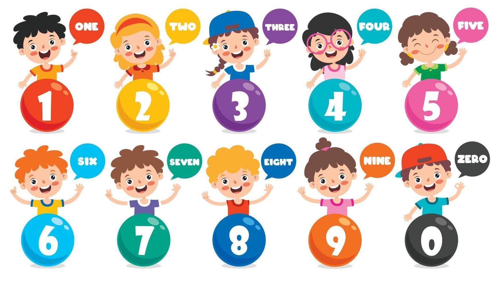 Concept Of Multi Colored Numbers vector