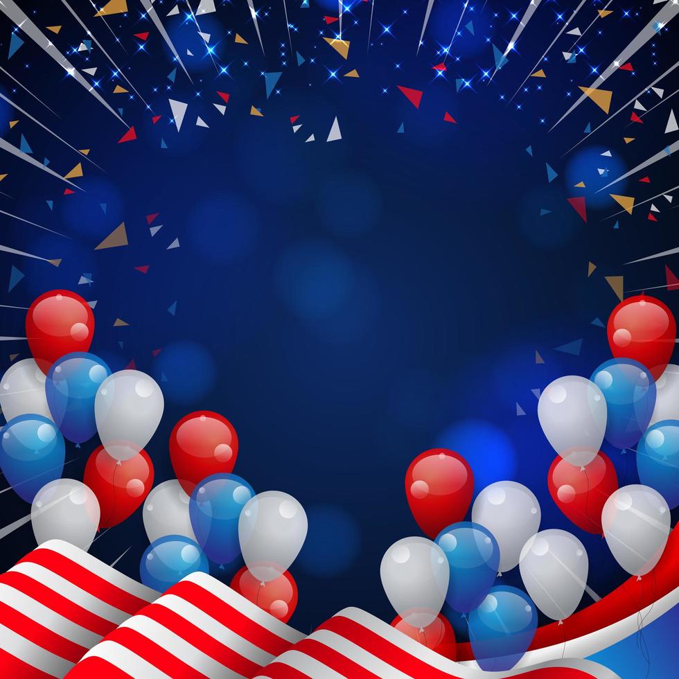 America Independence Day With Realistic Balloon and Flag vector