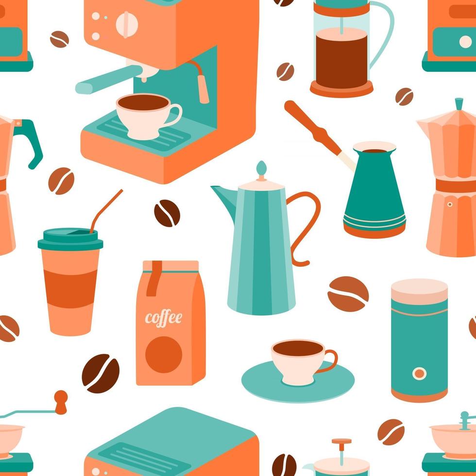 Coffee theme seamless pattern vector