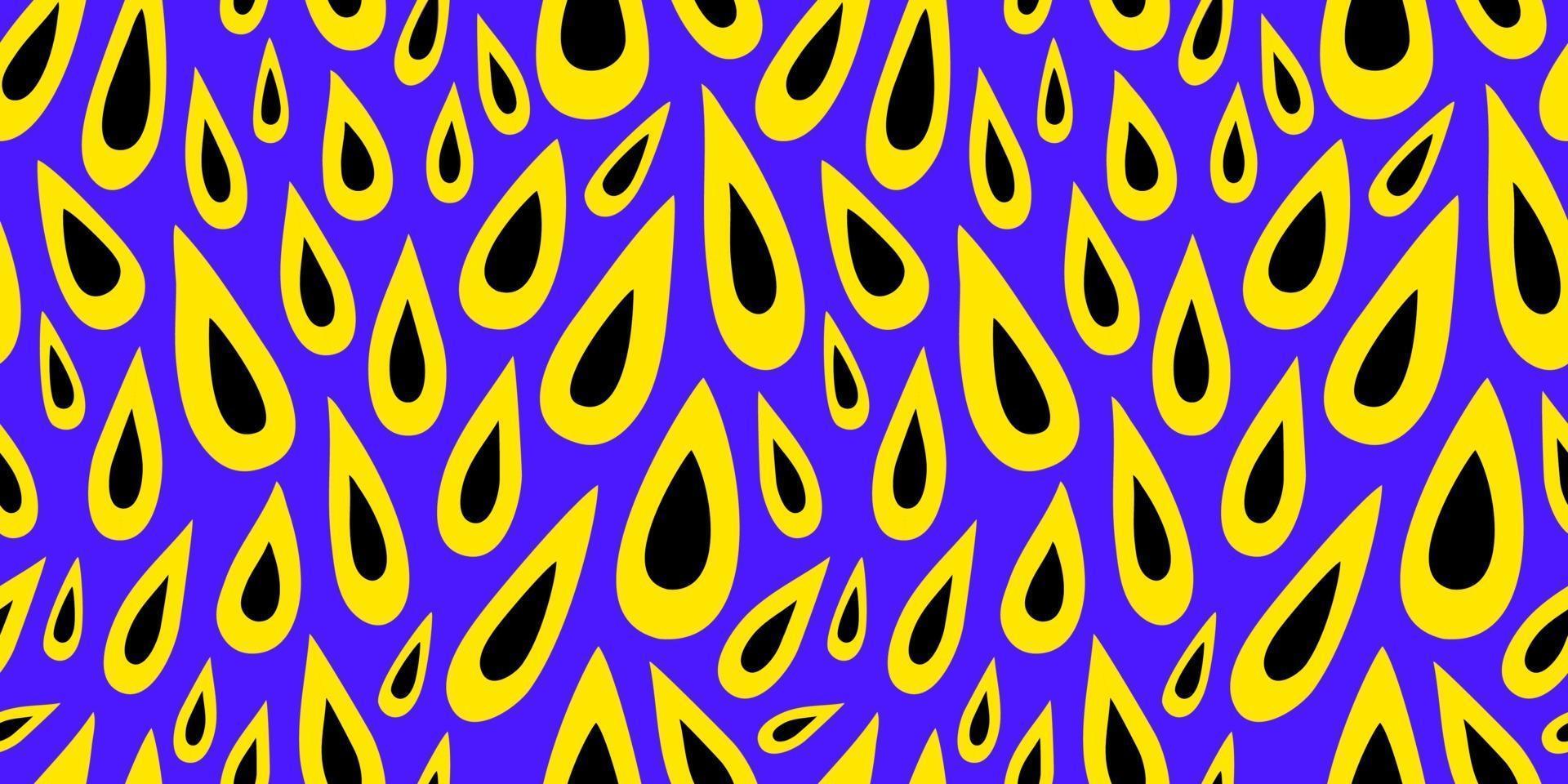 patrón sin fisuras con gotas de color amarillo-negro sobre un fondo azul vector
