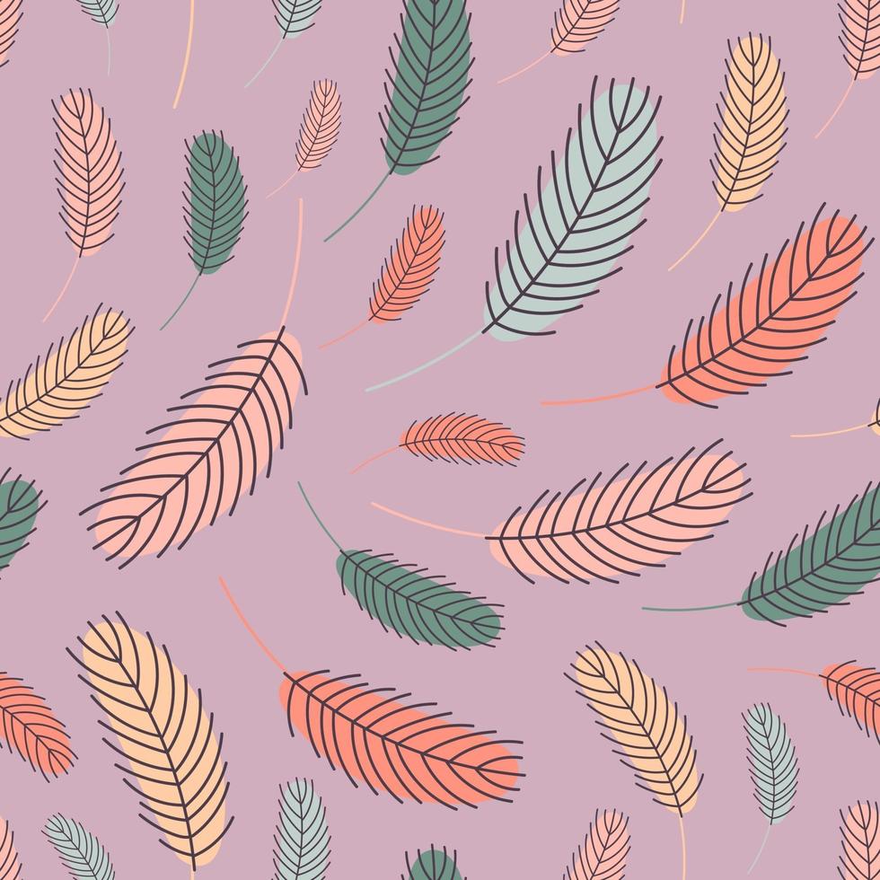 feathers seamless pattern in boho style .  vector illustration