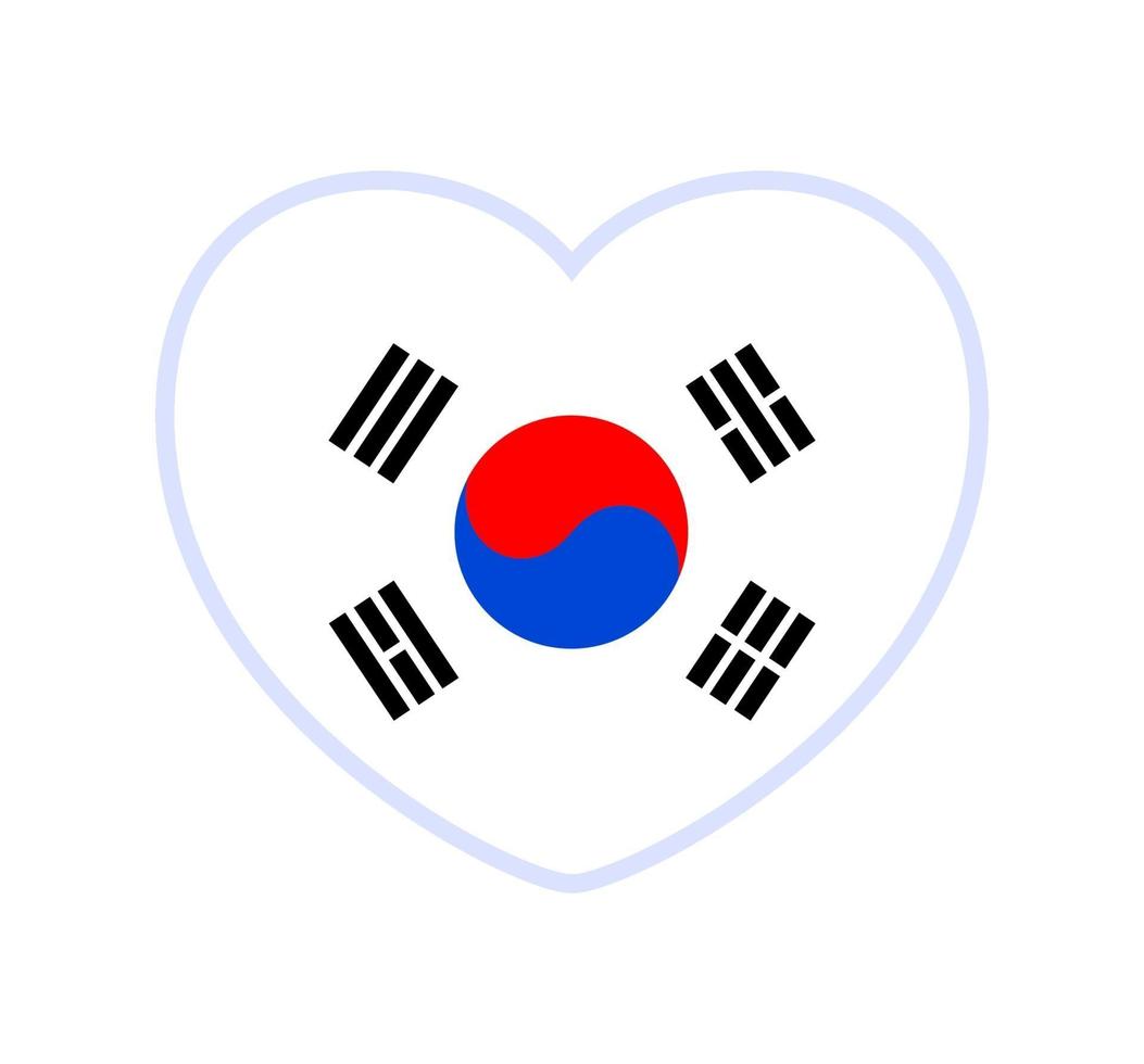 south korea flag in a shape of heart Icon flat heart symbol of love on the background national flag vector