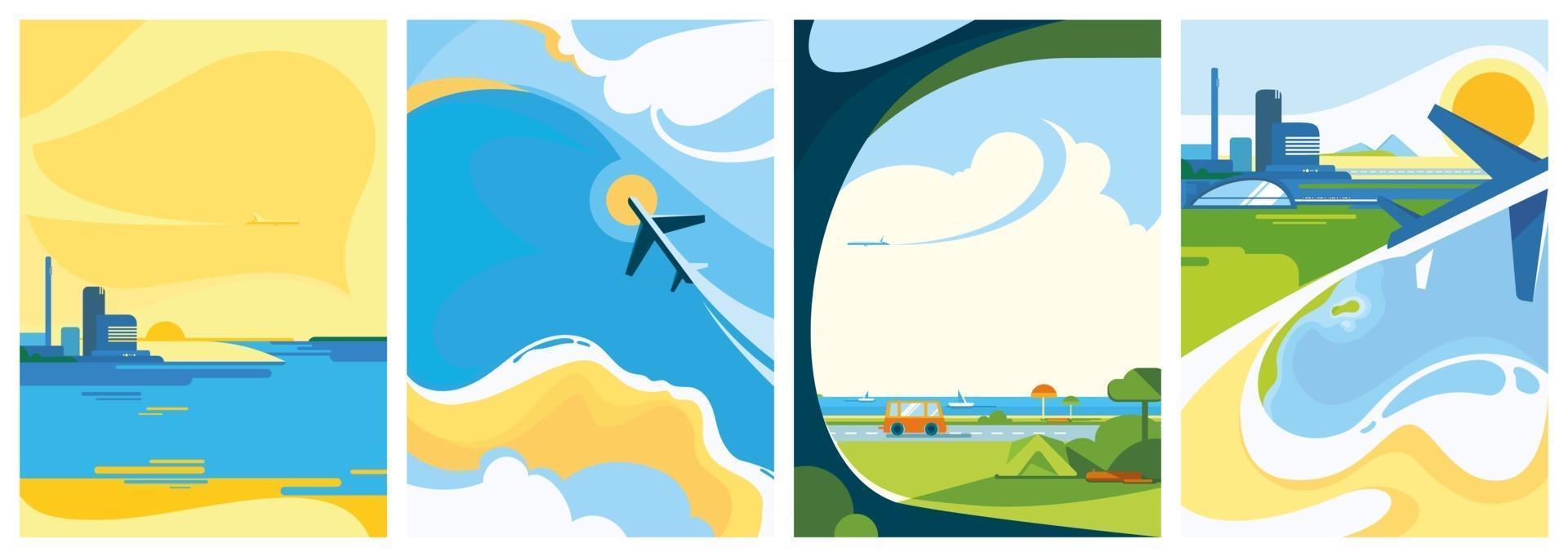Collection of travel posters vector