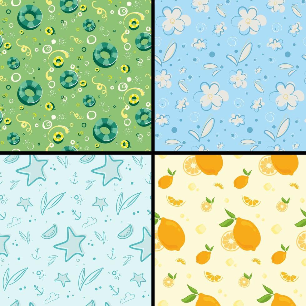 Set of summer seamless patterns vector